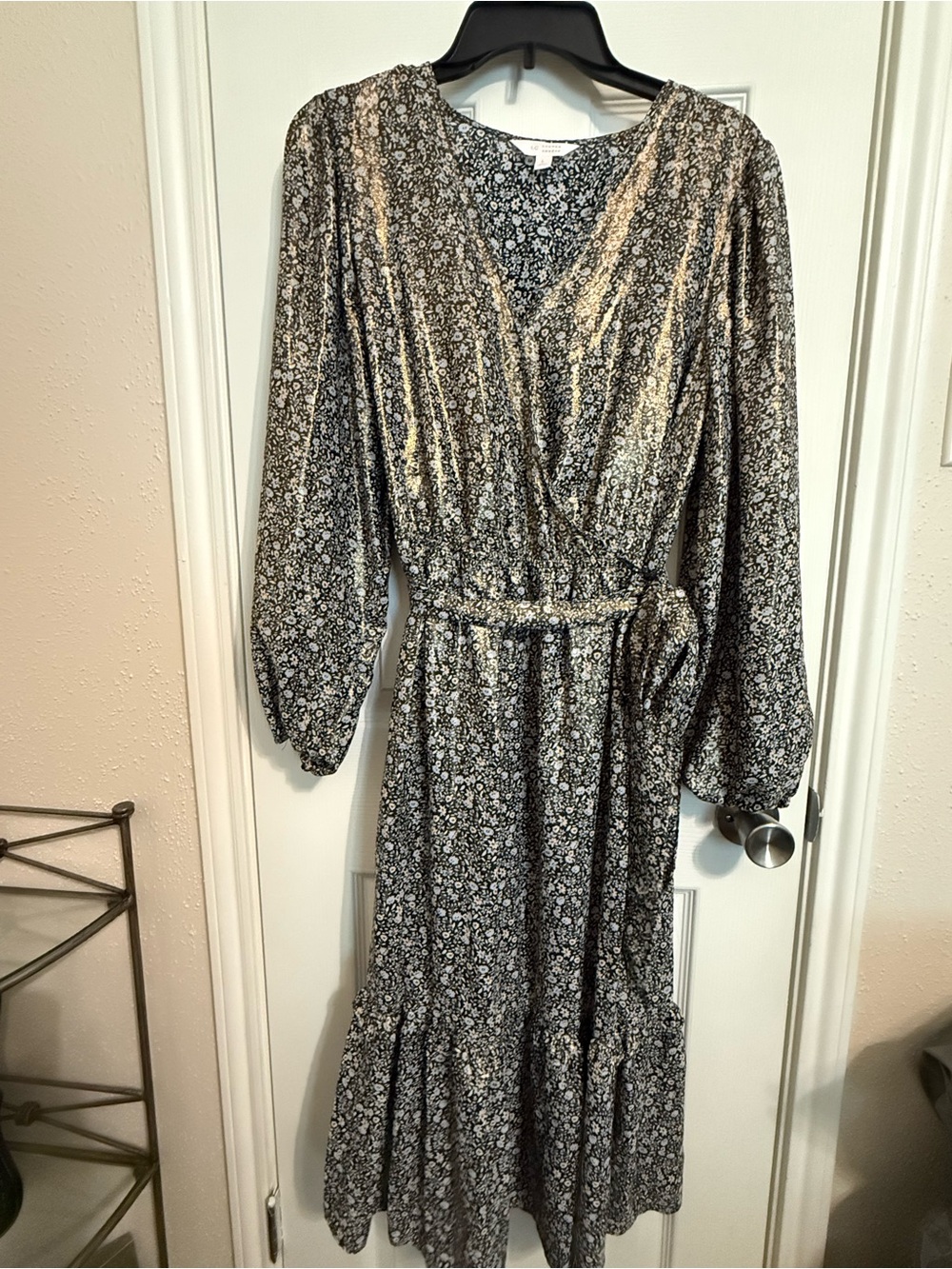 Lauren Conrad Floral Wrap Dress in Black and Cream large